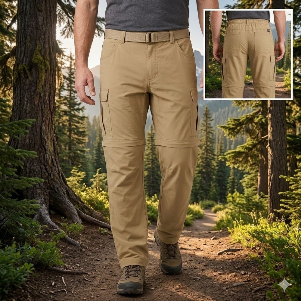 REI Co-op Sahara Convertible Pants Mens 40x30 Khaki Tan Zip Off Cargo‎ 23414-S22